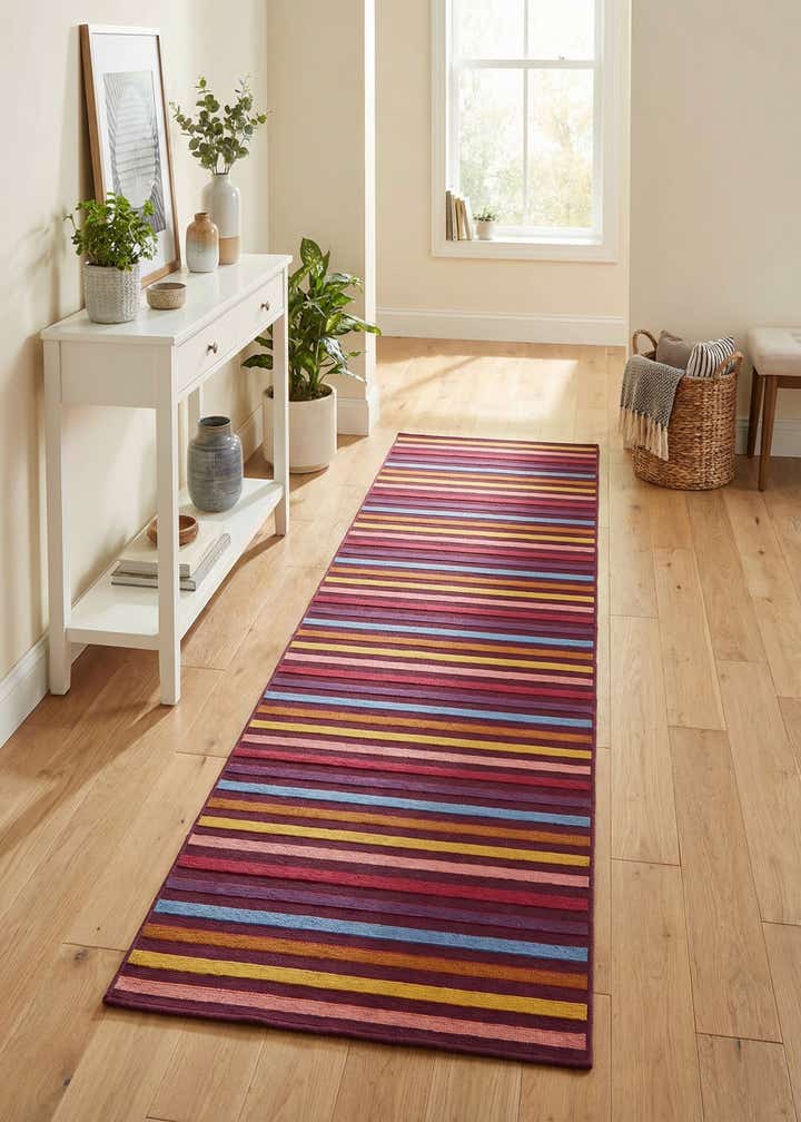 2' 7 x 10' Easy-Clean Striped Indoor / Outdoor Runner Rug