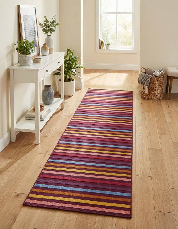 Detail image of 2' 7 x 10' Easy-Clean Striped Indoor / Outdoor Runner Rug