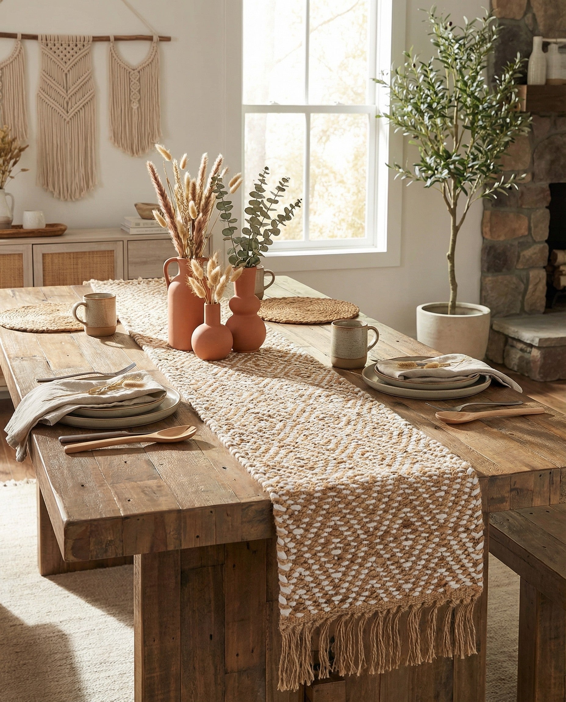  1' 2 x 5' 1  Hand Woven Braided Jute Table Runner Rug