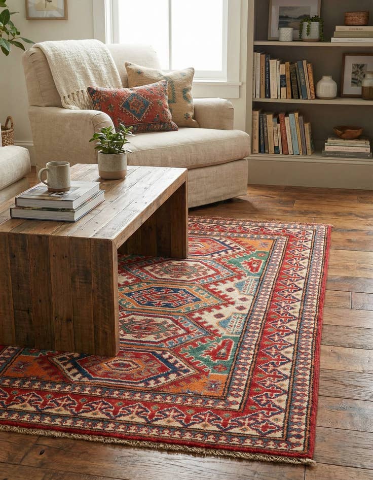 Detail image of 2' 8 x 4' 2  Hand Knotted Kazak Rug