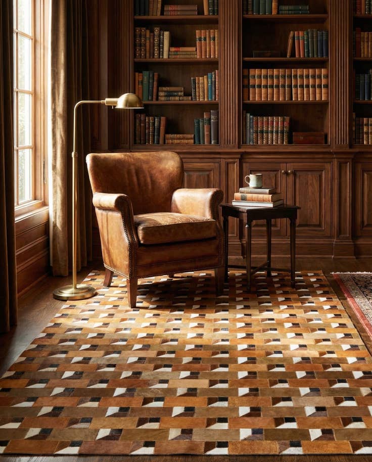Detail image of 5' x 7' 10 Cowhide Leather Rug