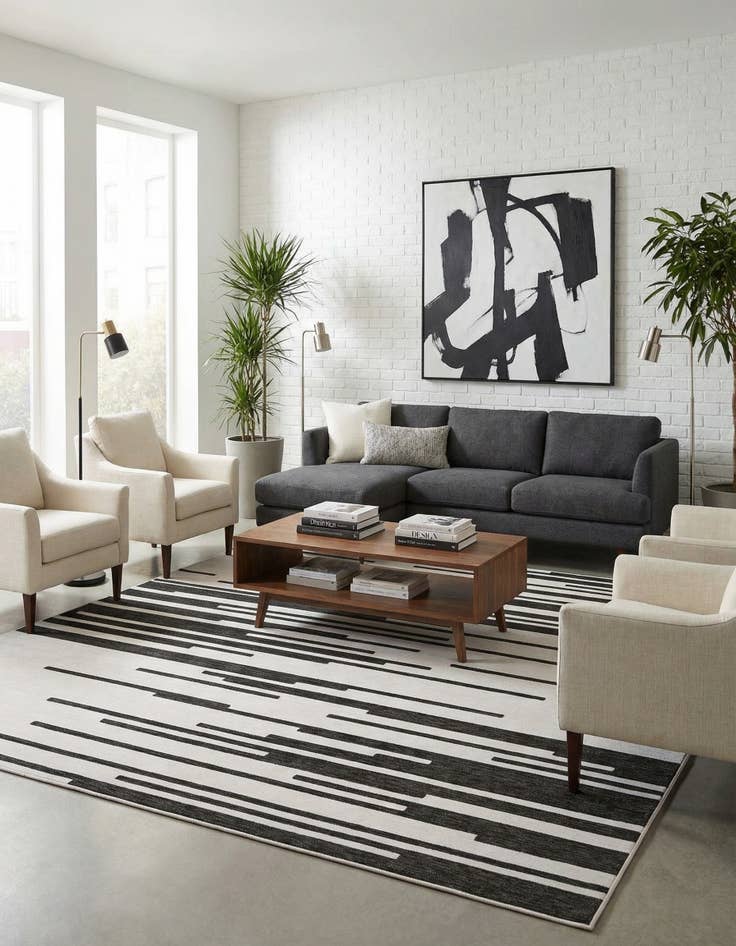 Detail image of  13' x 13'  Washable Modern Indoor / Outdoor Square Rug