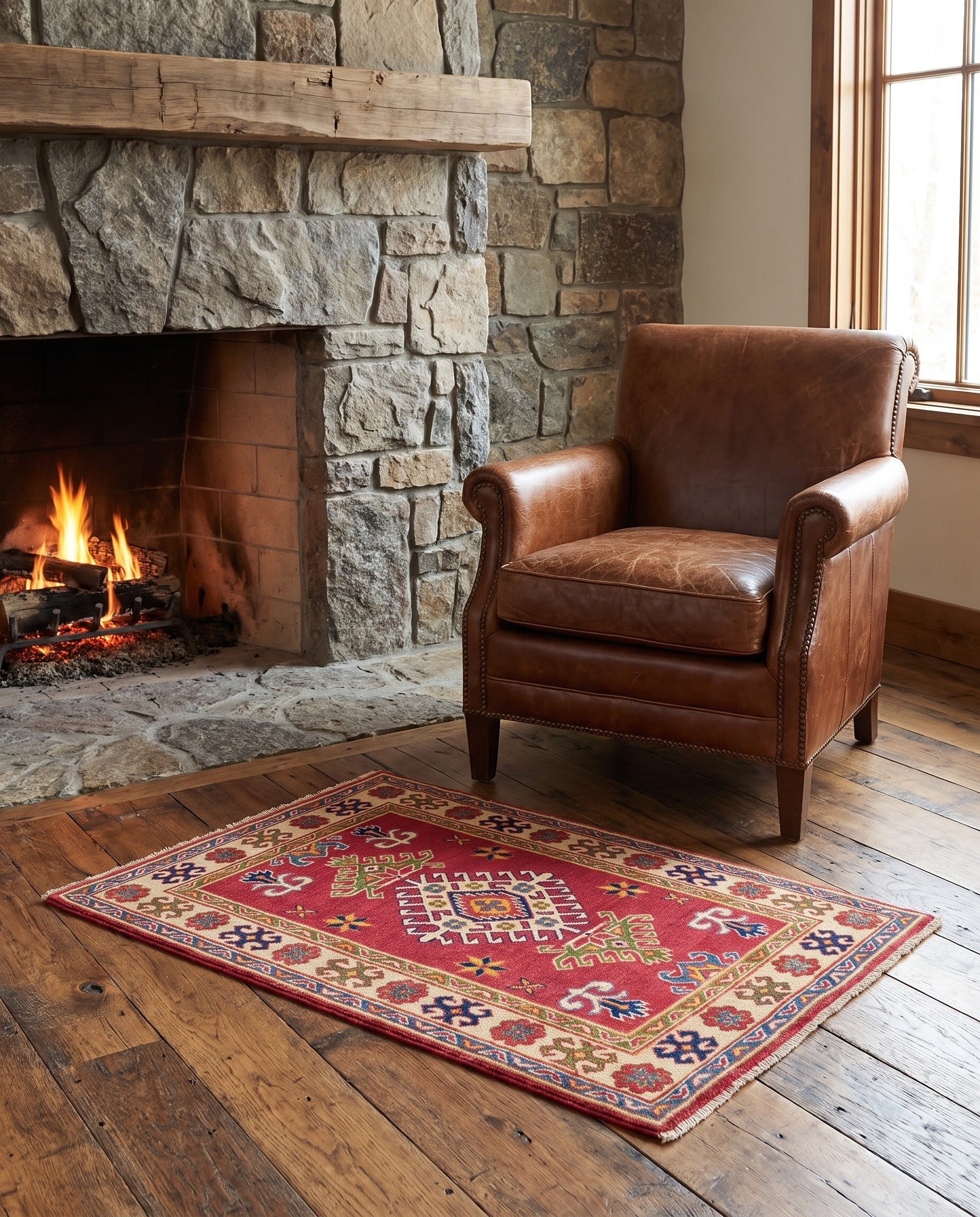 2' 10 x 4' 2 Hand Knotted Kazak Rug