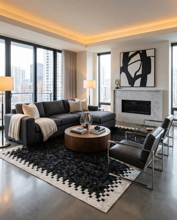 Detail image of 8' 1 x 9' 11 Cowhide Stocks Rug