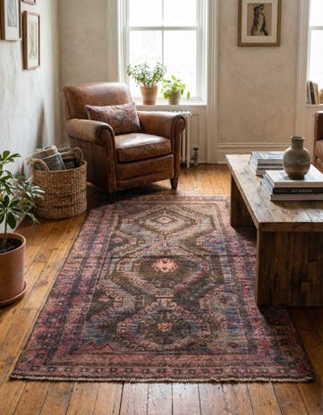 3' 7 x 6' 2 Hand Knotted Ultra Vintage Persian Wool Rug
