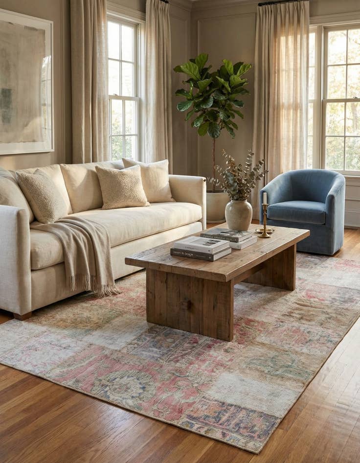 Detail image of  5' x 6' 7  Hand Knotted Ultra Vintage Persian Wool Rug