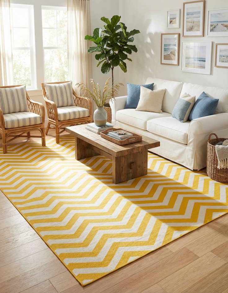 Detail image of 9' x 12'  Washable Coastal Indoor / Outdoor Rug