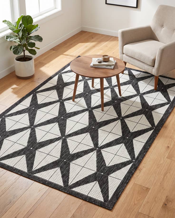 Detail image of 4' x 6' Easy-Clean Modern Indoor / Outdoor Rug