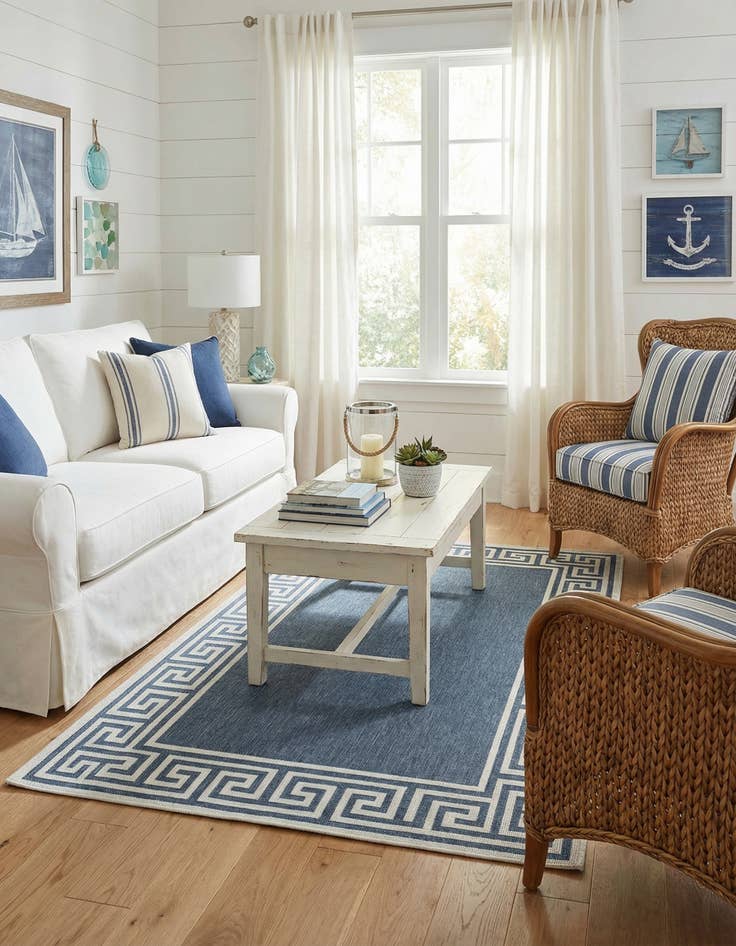 Detail image of 4' x 6'  Washable Coastal Indoor / Outdoor Rug