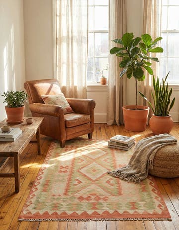 3' 3 x 5' Hand Woven Kilim Waziri Wool Rug