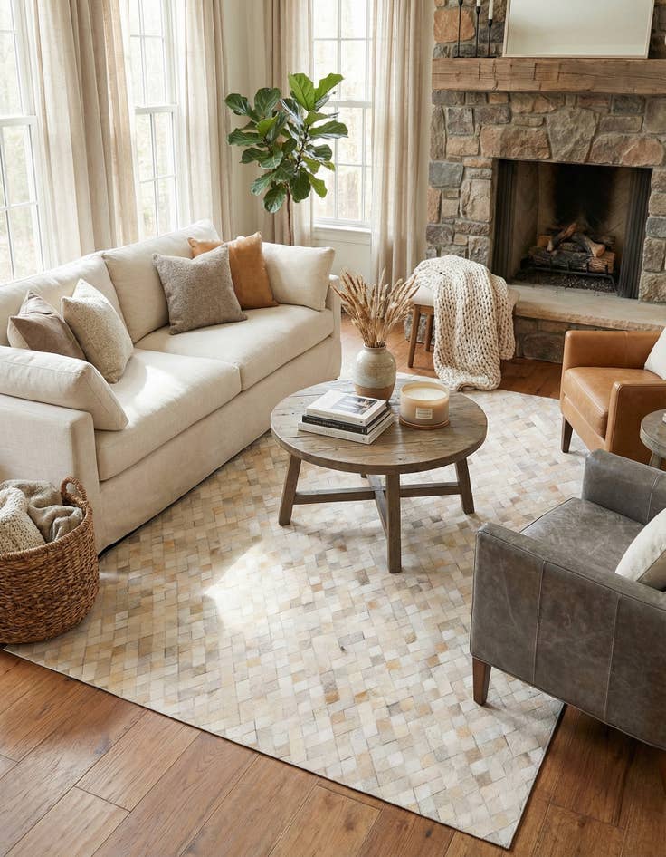 Detail image of 6' x 9' Cowhide Stocks Rug