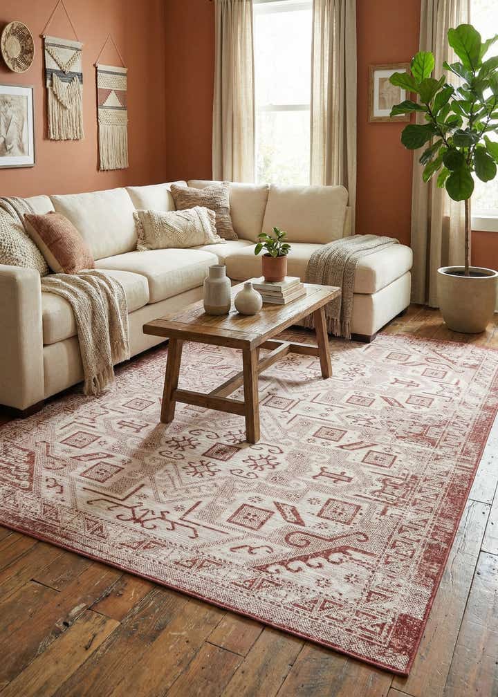 6' x 9' Easy-Clean Aztec Indoor / Outdoor Rug