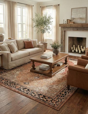 9' x 12' Easy-Clean Traditional Indoor / Outdoor Rug
