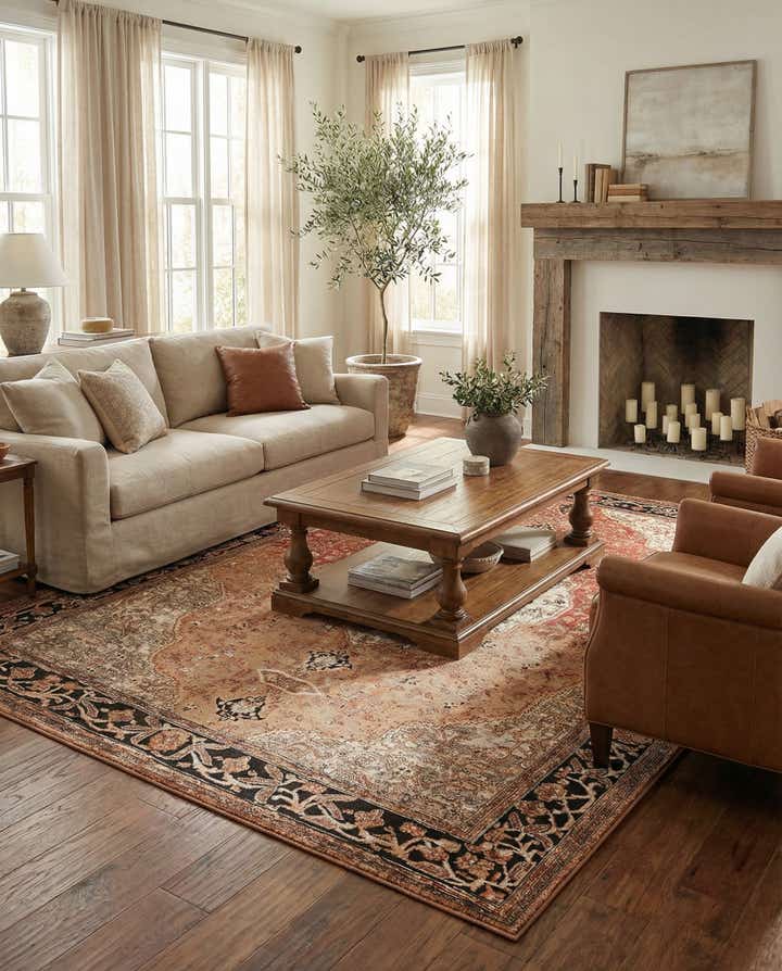 9' x 12' Easy-Clean Traditional Indoor / Outdoor Rug
