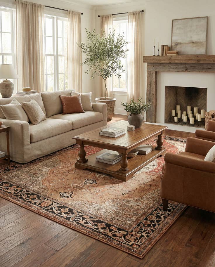 Detail image of 9' x 12' Easy-Clean Traditional Indoor / Outdoor Rug