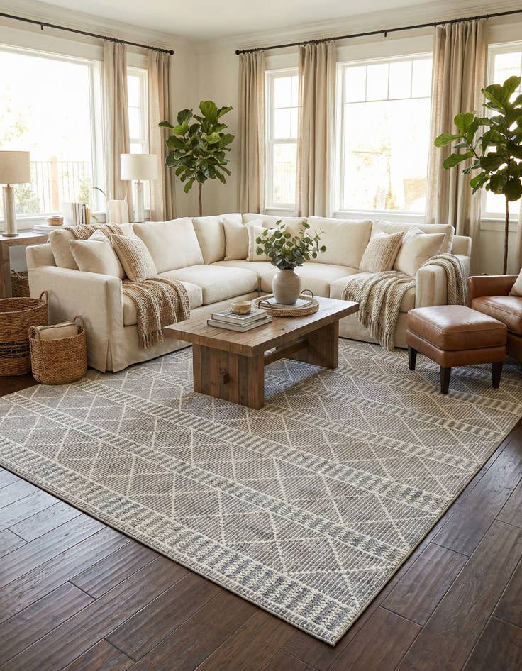 Detail image of 10' x 12' Easy-Clean Trellis Indoor / Outdoor Rug