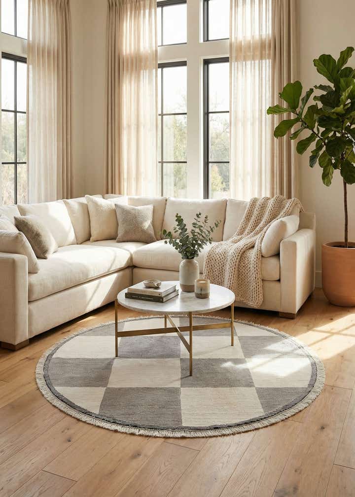 6' 3 x 6' 3 Hand Knotted Darya Wool Round Rug