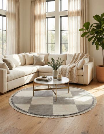 6' 3 x 6' 3 Hand Knotted Darya Wool Round Rug