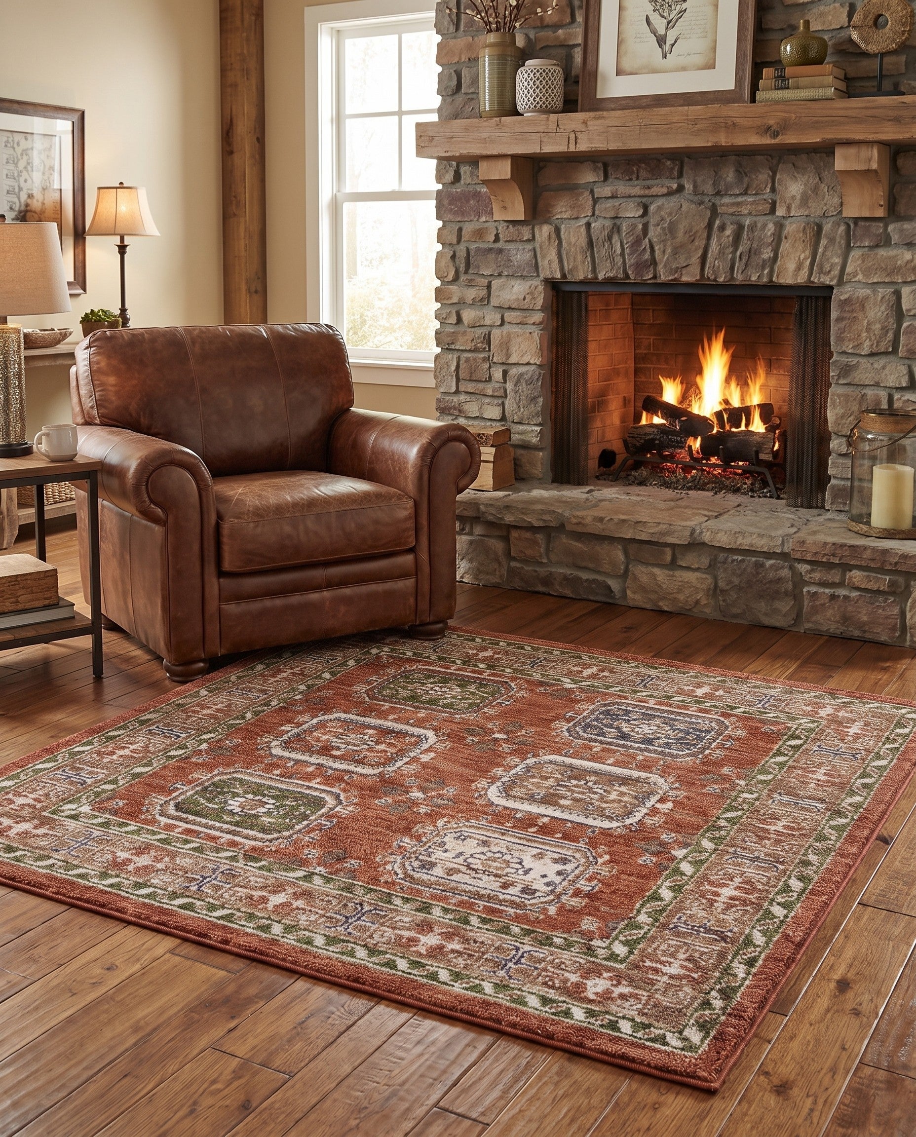 Terracotta Rust Red Grand Tradition Square Rug