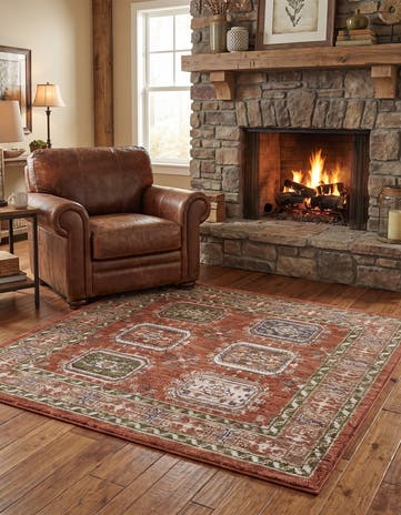 Terracotta Rust Red Grand Tradition Square Rug