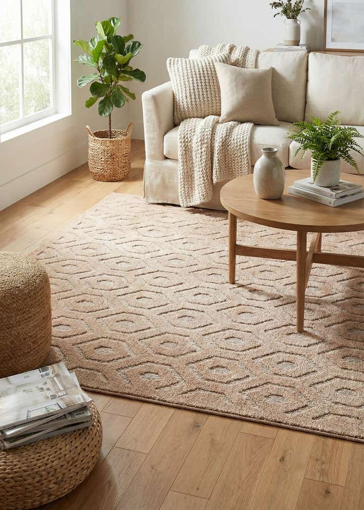 7' 10 x 7' 10 Easy-Clean Trellis Textured Indoor / Outdoor Square Rug