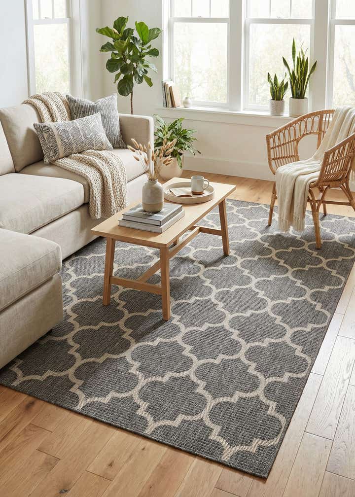 7' 10 x 11' Easy-Clean Trellis Indoor / Outdoor Rug