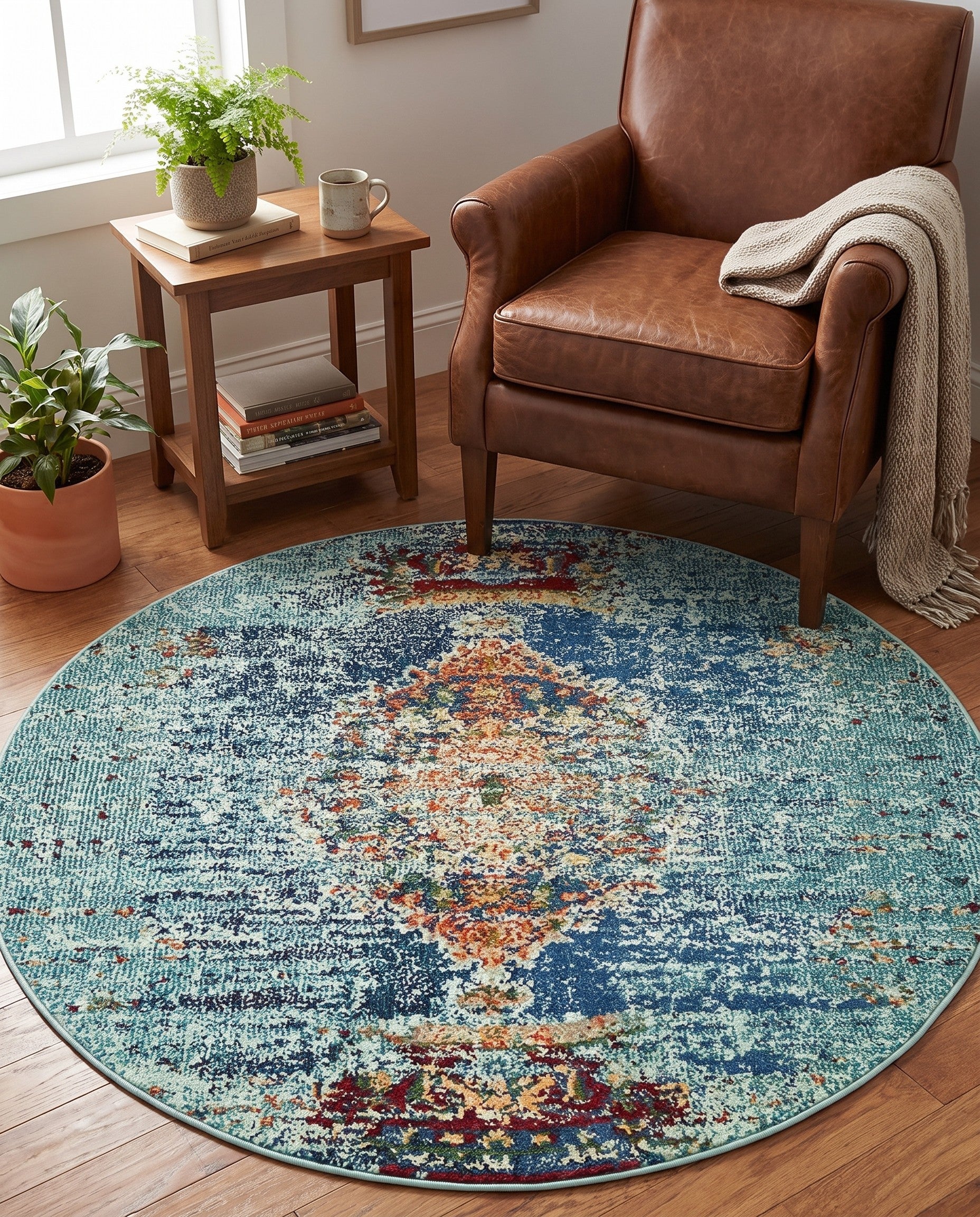 4' x 4' Washable Arte Round Rug