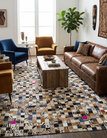 5' x 7' 10 Cowhide Leather Rug
