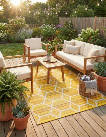 Yellow Easy-Clean Vista Breeze Indoor / Outdoor Rug