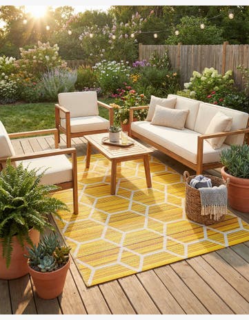Yellow Easy-Clean Vista Breeze Indoor / Outdoor Rug