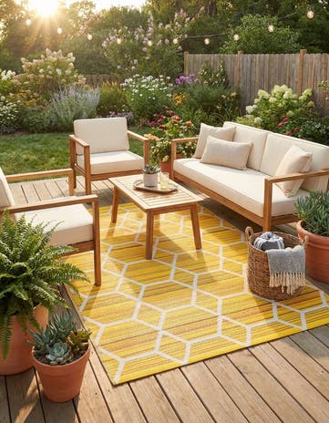 Yellow Easy-Clean Vista Breeze Indoor / Outdoor Rug