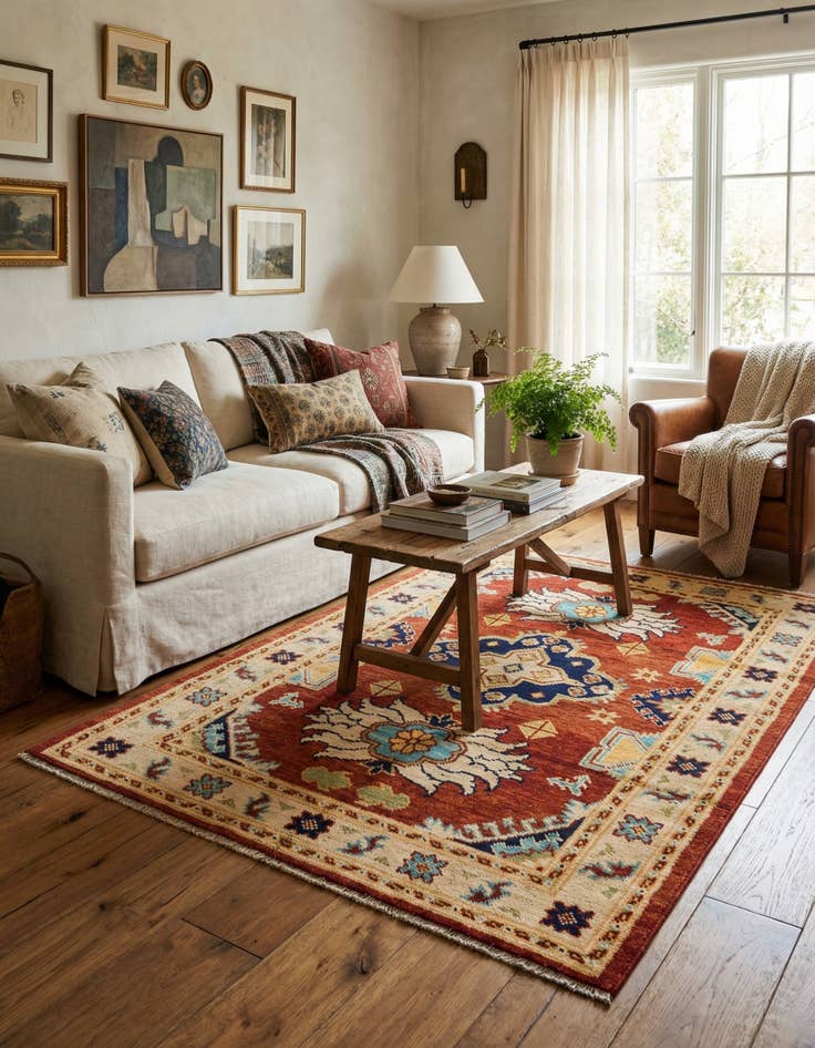 Detail image of 4' 2 x 6'  Hand Knotted Darya Wool Rug