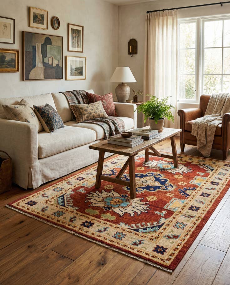 Detail image of 4' 2 x 6' Hand Knotted Darya Wool Rug