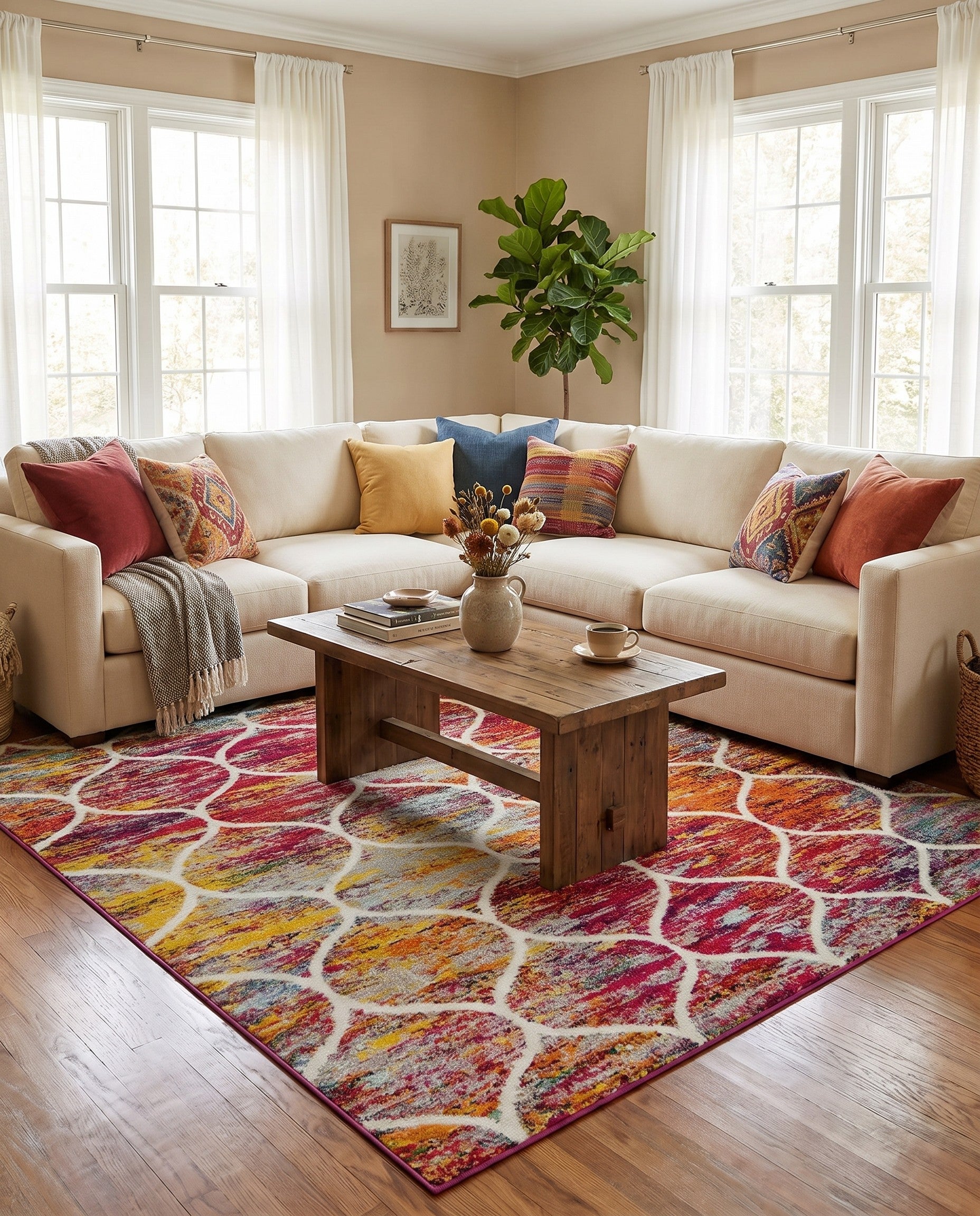 7' x 7' Lattice Frieze Square Rug