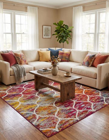 7' x 7' Lattice Frieze Square Rug