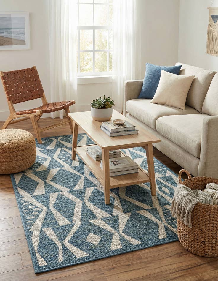 Detail image of 4' 1 x 6' 1  Washable Baja Indoor / Outdoor Rug