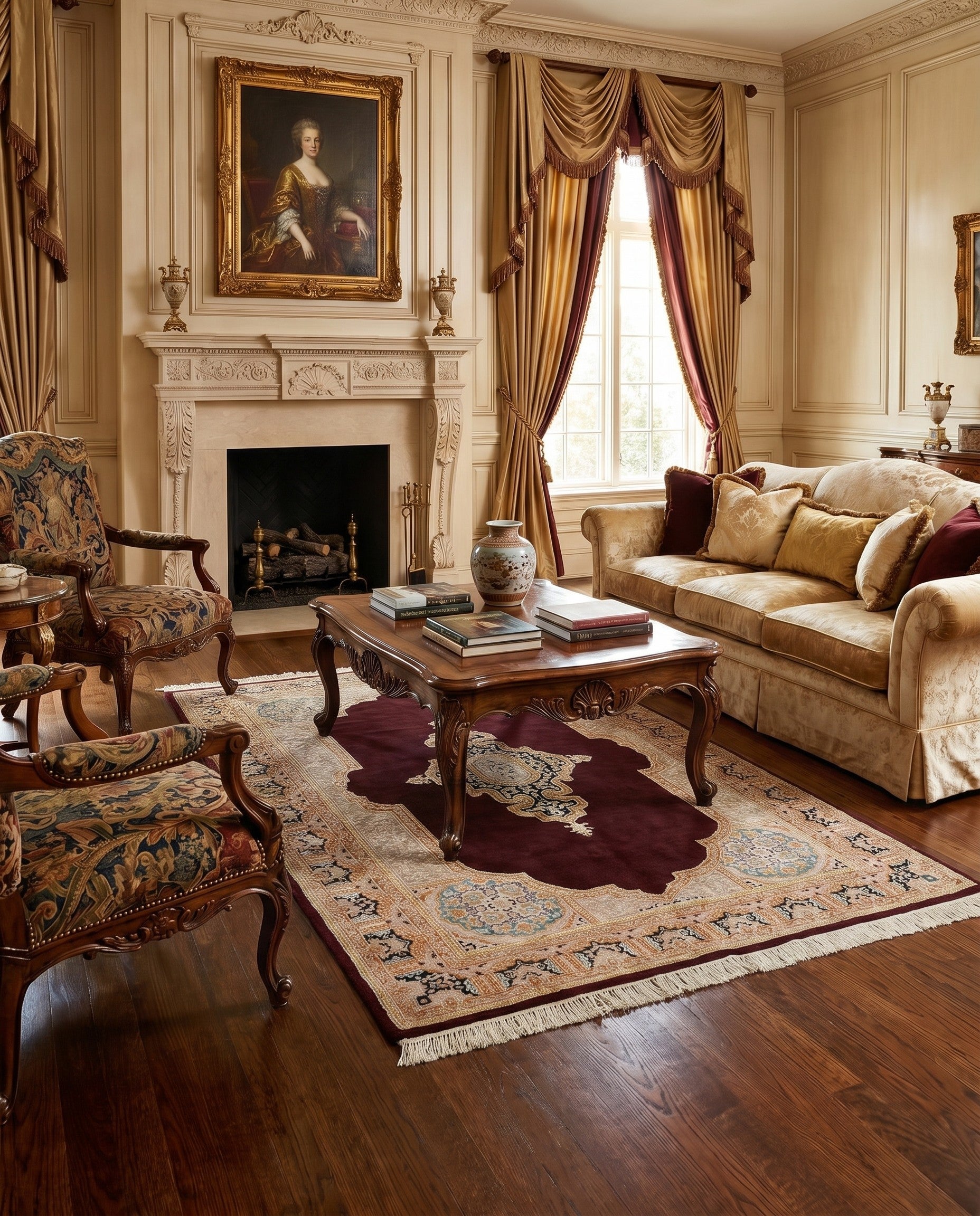 4' 7 x 6' 6 Hand Knotted Kerman Wool Rug
