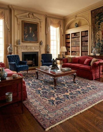 9' 9 x 12' 8 Hand Knotted Kashan Persian Wool Rug