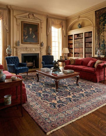 9' 9 x 12' 8 Hand Knotted Kashan Persian Wool Rug