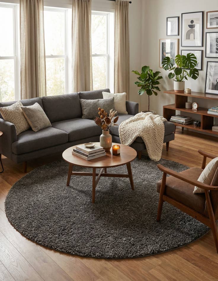 Detail image of  8' x 8' Soft Solid Shag Round Rug