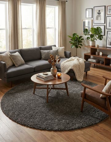 8' x 8' Soft Solid Shag Round Rug