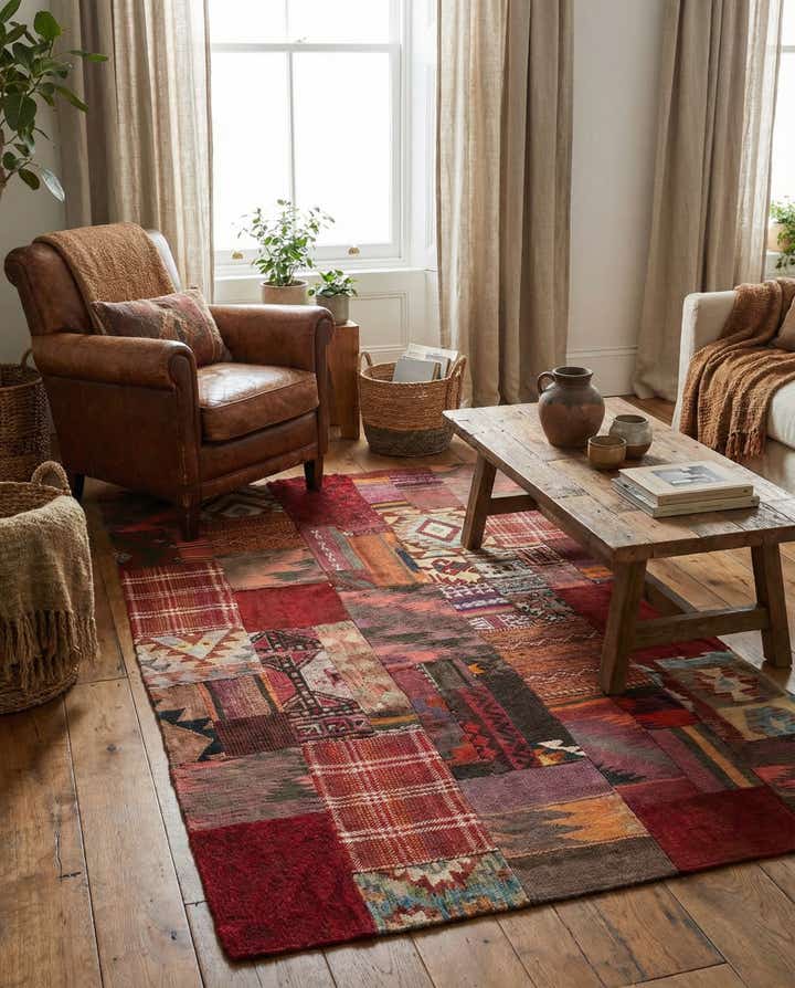 3' 10 x 6' Hand Woven Kilim Patchwork Wool Rug