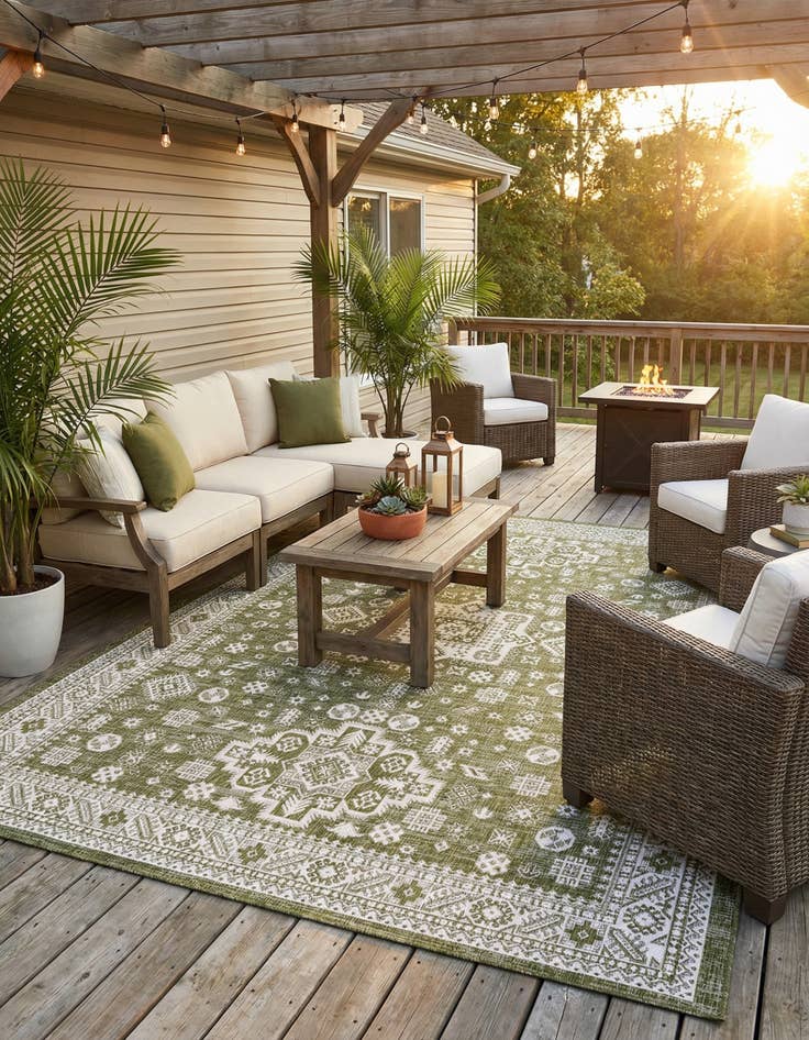 Detail image of 10' x 14'  Washable Aztec Indoor / Outdoor Rug