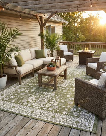 305cm x 430cm Easy-Clean Aztec Indoor / Outdoor Rug
