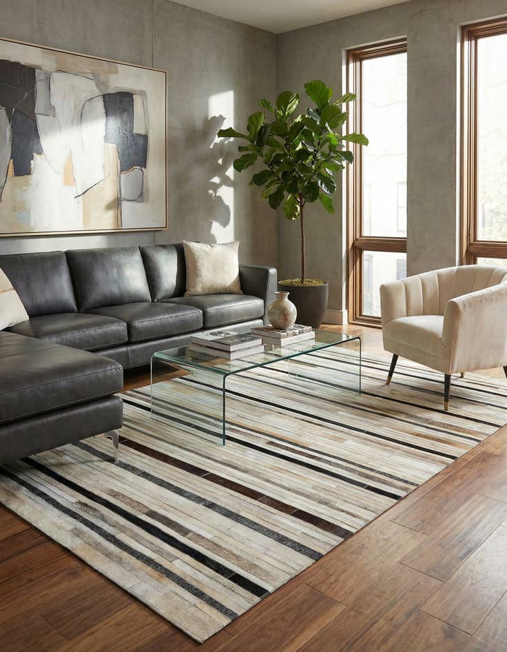 Detail image of  5' 2 x 8' 1 Cowhide - Patchwork Rug