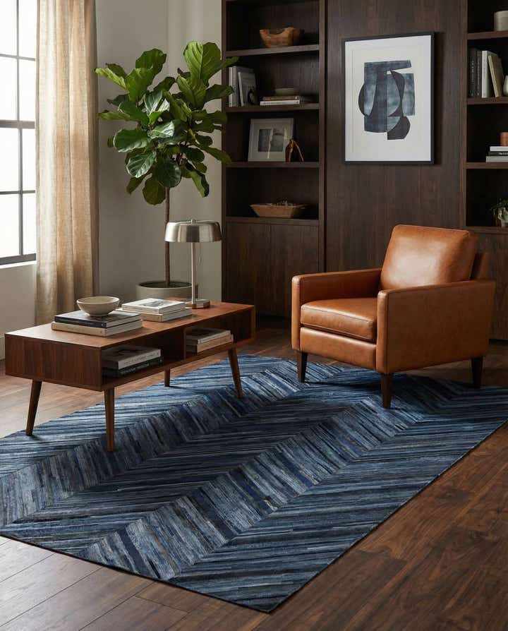 5' 4 x 8' Cowhide Leather Rug