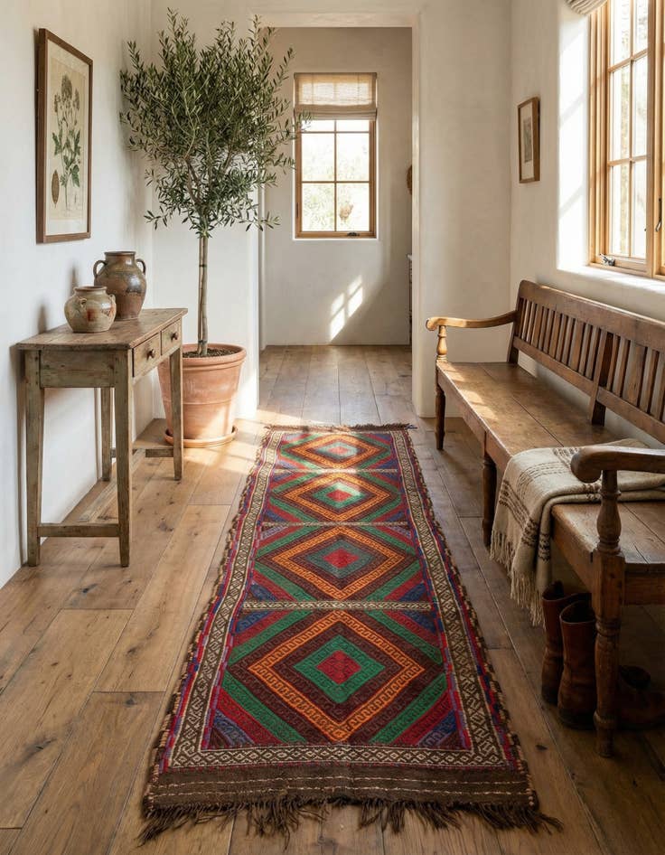 Detail image of 1' 10 x 6' 9  Hand Knotted Kilim Fars Persian Wool Runner Rug