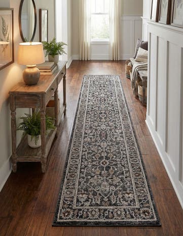 Charcoal Gray Eco Traditional Runner Rug