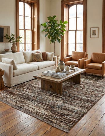 6' 9 x 8' 11 Hand Knotted Moroccan Wool Rug