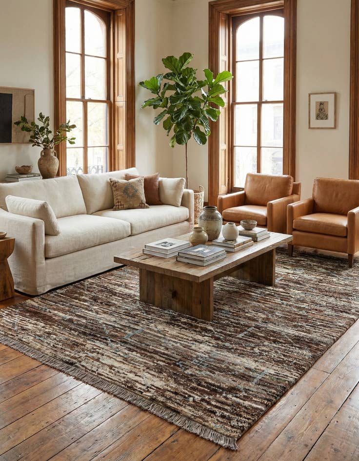 Detail image of  6' 9 x 8' 11  Hand Knotted Moroccan Wool Rug